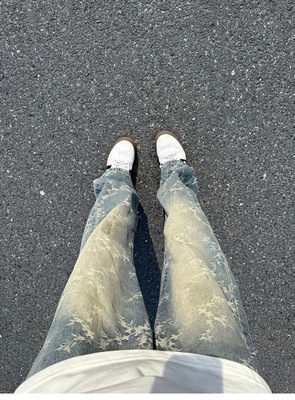 cleanfit荆棘提花牛仔裤美式高街vibe裤子男款水洗直筒微喇刺绣裤