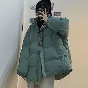 网图轻薄羽绒服女短款面包服2022年新款韩版宽松棉服加厚冬装外套