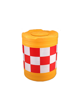 防撞桶圆柱形滚塑防撞桶道路交通塑料隔离墩注水分流桶警示反光桶