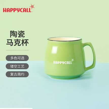happycall陶瓷马克杯女生可爱高颜值水杯咖啡杯子简约家用情侣款