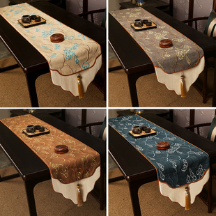 桌旗轻奢高端新中式禅意茶席茶旗布艺餐桌旗布茶台茶几布桌布床旗