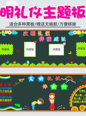 创文明校园文明礼物仪主题黑板报装饰墙贴画中小学教室班级文化布