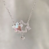「闪耀双子星」幻彩星星项链轻奢小众高级感锁骨链简约闺蜜ins新