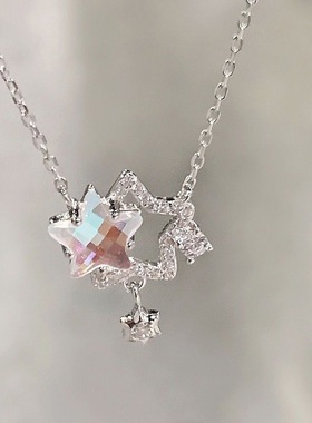 「闪耀双子星」幻彩星星项链轻奢小众高级感锁骨链简约闺蜜ins新