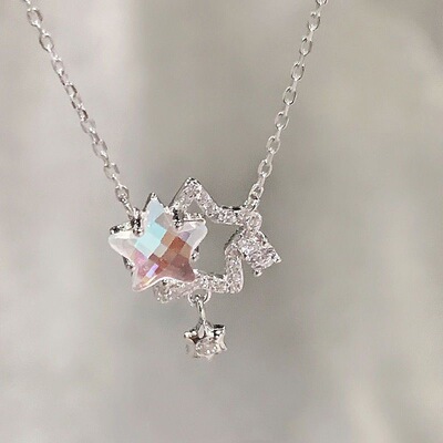 「闪耀双子星」幻彩星星项链轻奢小众高级感锁骨链简约闺蜜ins新