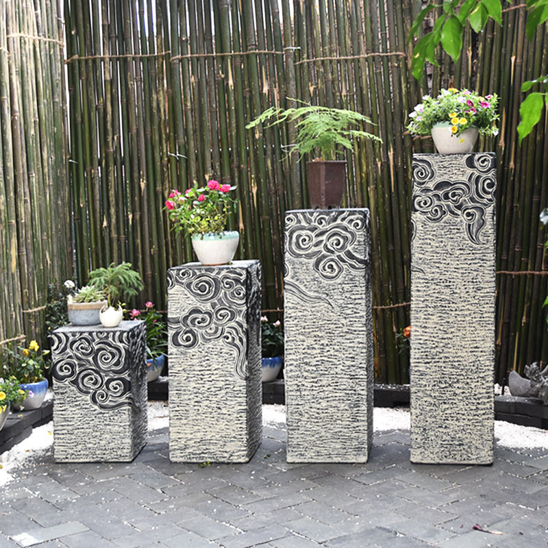 庭院室外人造石墩花盆底座落地式花架户外阳台盆景架子托台置物架