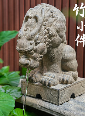庭院室外吸水神兽流水摆件循环水缸上喷水吐水动物鱼池出水口造景
