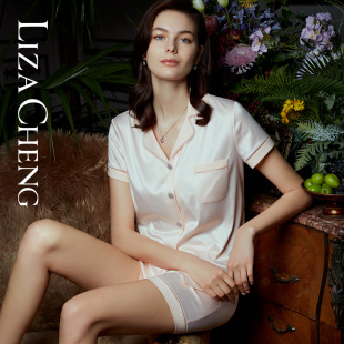 女睡衣LL00186 LizaCheng简爱系列家居服套装 开衫 短袖 宽松短裤