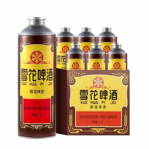 雪花啤酒经典老雪花1L*6瓶12度