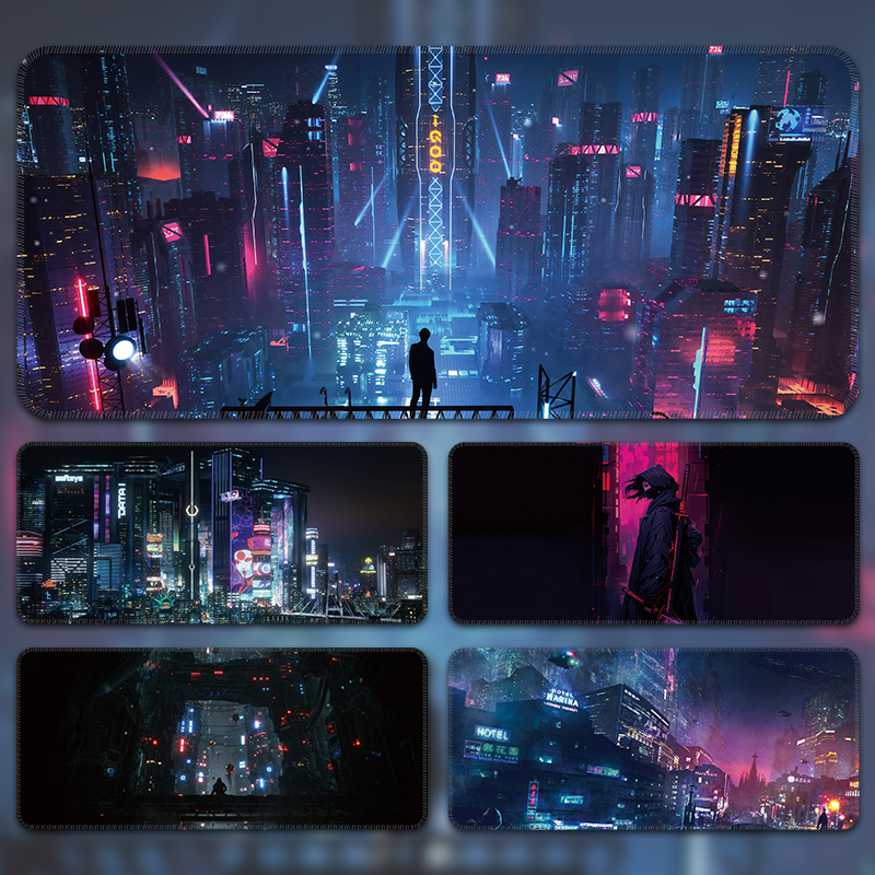 赛博朋克鼠标垫超大电脑垫男生电竞游戏桌垫定制键盘垫子滑鼠垫