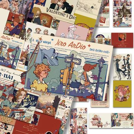 128张美式杂志ins风复古贴纸小众高级感手机壳笔记本电脑防水贴画