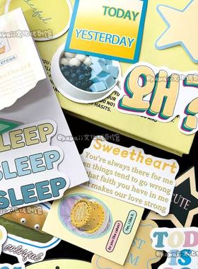 60张黄色气泡水贴纸包diy手机壳ipad手账电脑行李箱装饰防水贴画