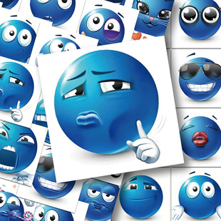 112张猥琐蓝豆表情包搞笑抽象贴纸diy装饰手机笔记本手账防水贴画