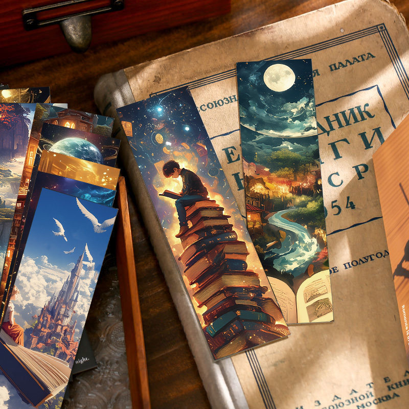 30张奇幻阅读书签纸质卡通梦幻卡片书页标记精致书籍装饰diy书签