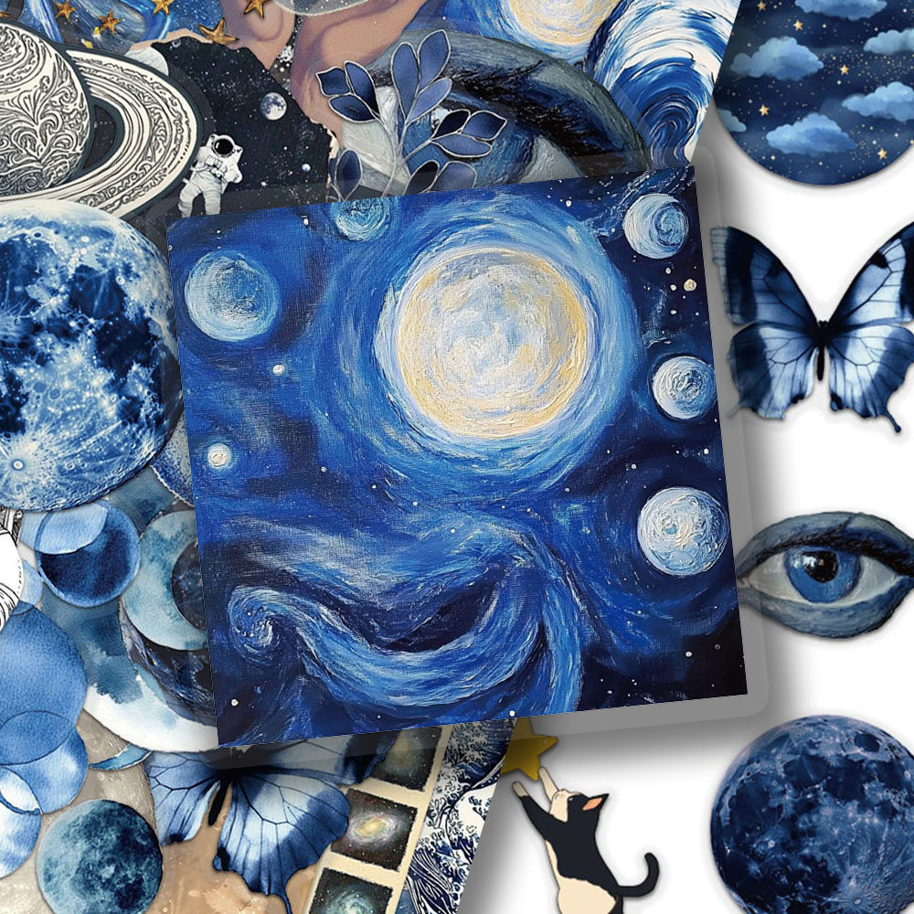 100张蔚蓝太空星空贴纸创意ins风手账手机壳笔记本装饰防水贴画