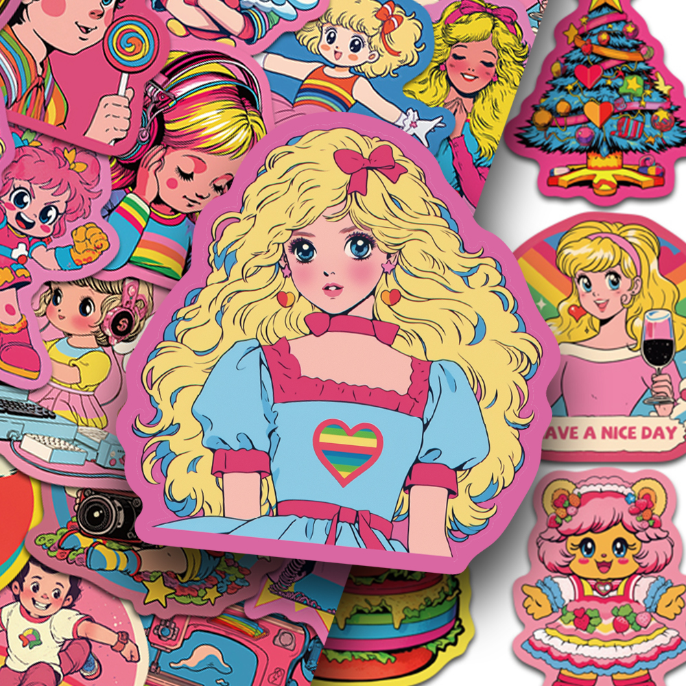 100张可爱复古风贴纸涂鸦少女心手账手机壳笔记本装饰防水贴画diy