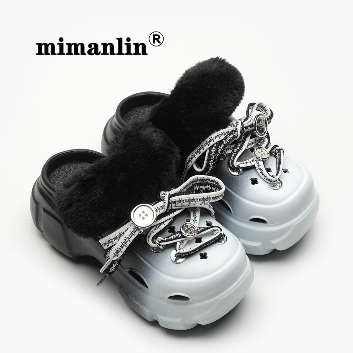 高级感个性拖鞋洞洞鞋女春秋外穿防滑舒适百搭时尚网红毛绒棉拖鞋