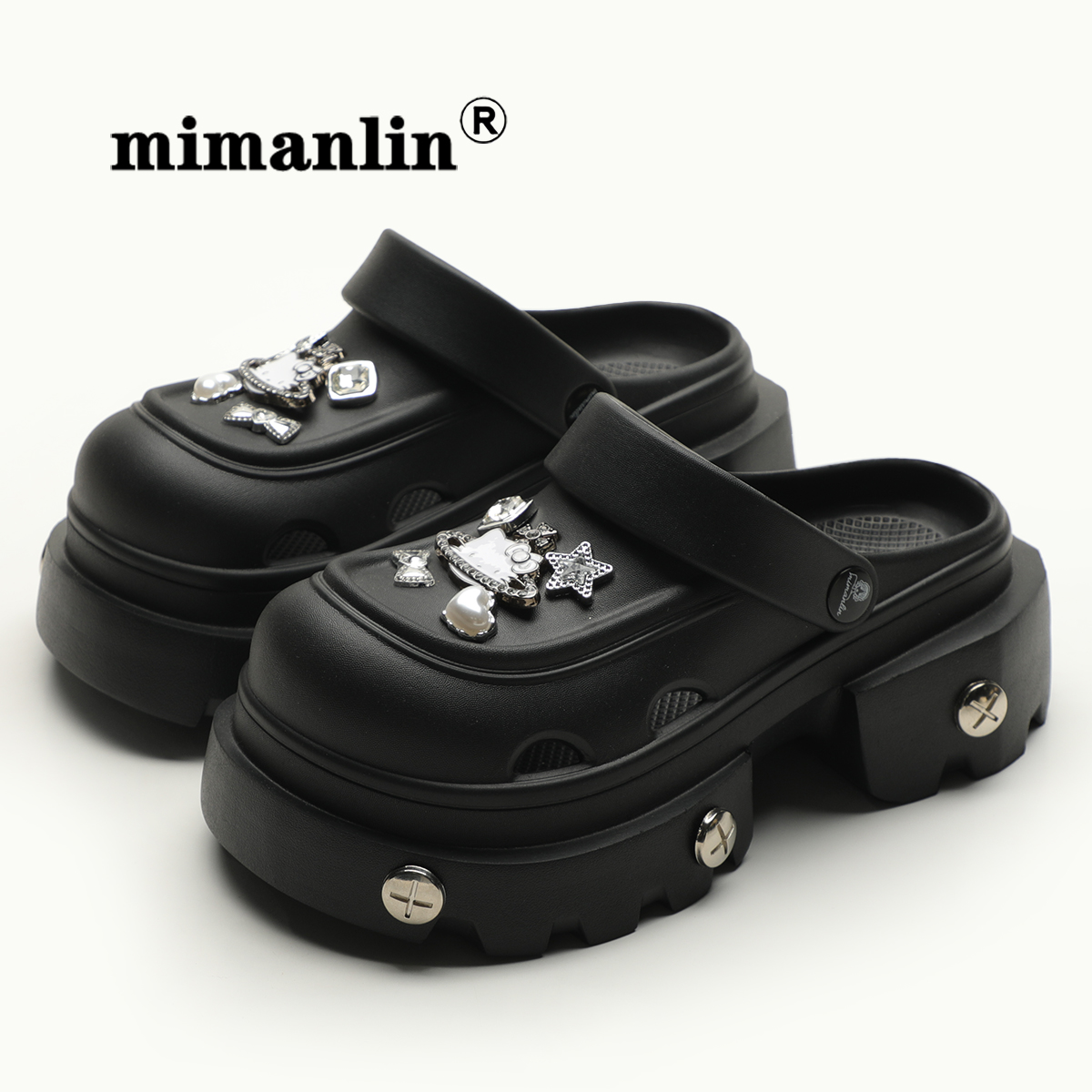 高跟凉鞋女款2025新款夏季外穿一体厚底洞洞鞋春秋时尚网红半拖鞋