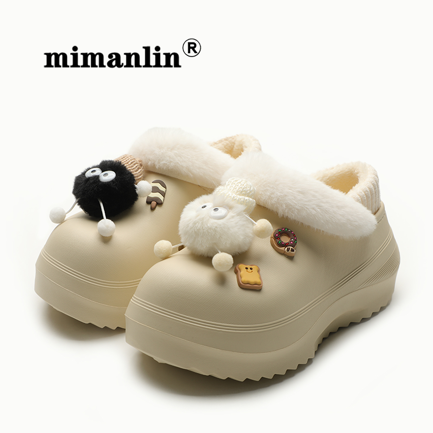 棉拖鞋女包跟秋冬软萌可爱加绒保暖居家用外穿防滑防水一脚蹬棉鞋