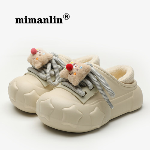 情侣加绒棉拖鞋女包跟2024新款秋冬季时尚网红可爱防滑防水棉鞋子