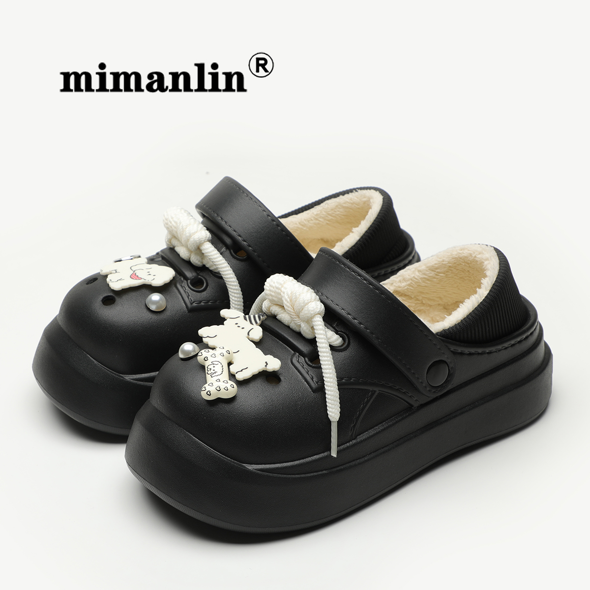 情侣加绒洞洞鞋男女秋冬季2024新款时尚网红室内居家包跟棉拖鞋子