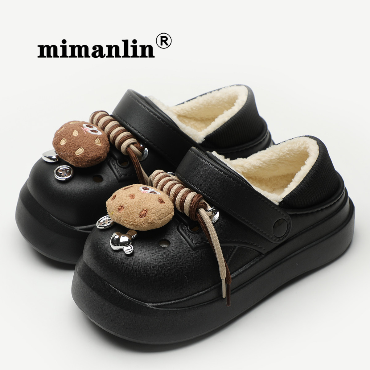 米曼琳2024新款加绒洞洞鞋可爱棉鞋子防滑防水外穿绑带包跟棉拖鞋,女鞋,棉鞋,淘宝优惠券,粉丝福利购,淘宝优惠卷