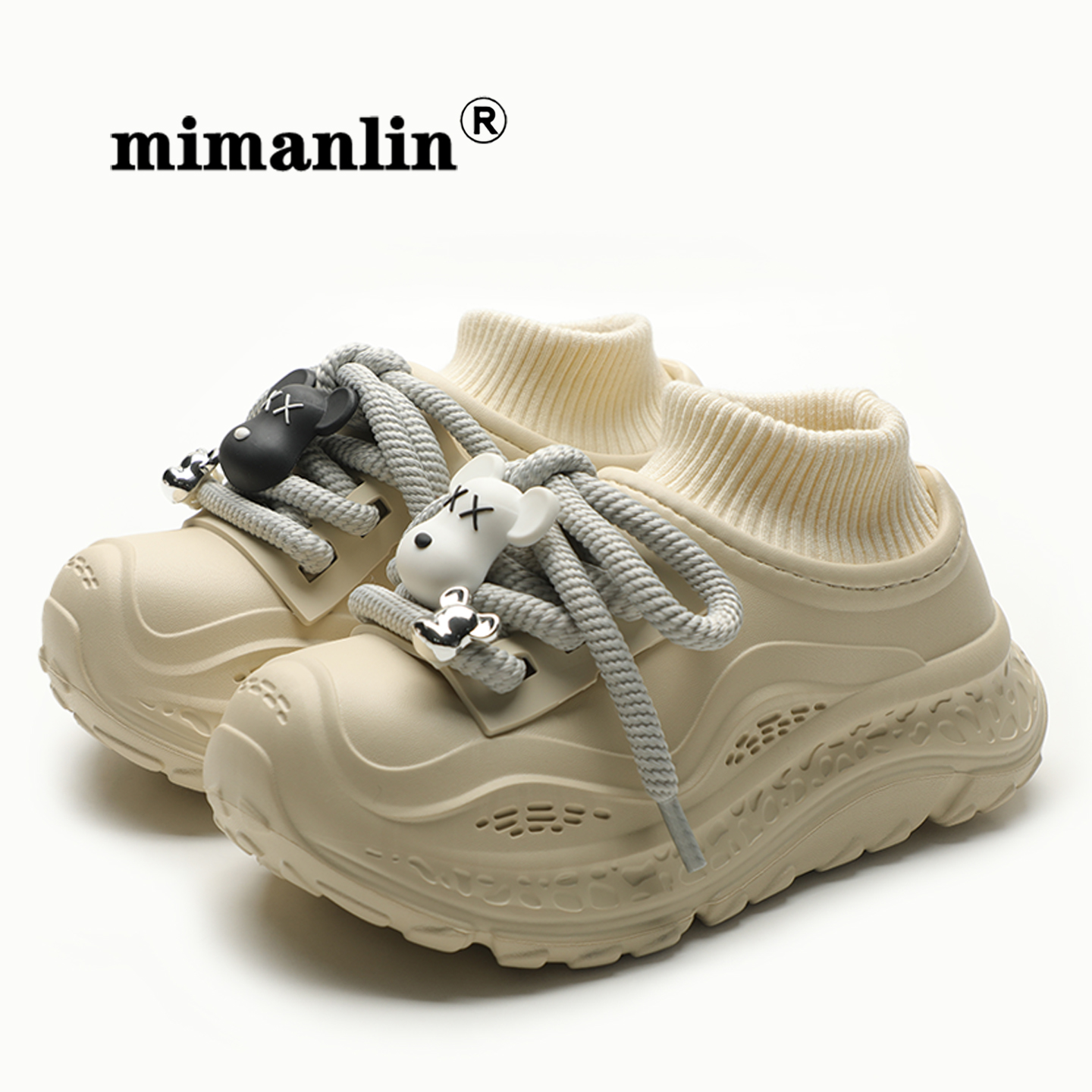 厚底休闲鞋女冬季外穿袜套鞋防滑防水百搭增高加绒一脚蹬懒人棉鞋