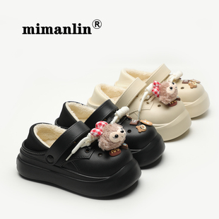 棉鞋 厚底棉拖鞋 大码 秋冬外穿防水加绒保暖洞洞鞋 女士包跟2024新款