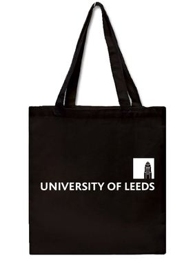 Leeds利兹大学拉链帆布包新款毕业纪念环保购物袋黑色