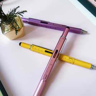 外贸金属圆珠笔工具笔随身携带笔自带螺丝刀平衡尺黑色圆珠笔