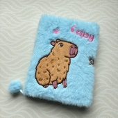 外贸a5毛绒空白本卡皮巴拉卡通可爱记事本手账本带锁日记本子