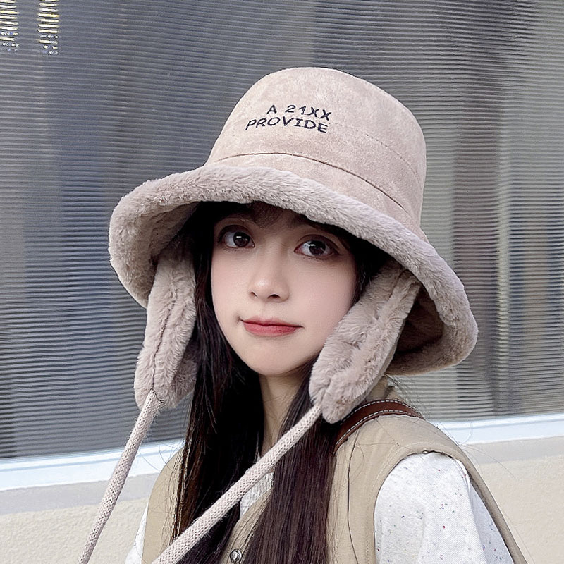 兔毛渔夫帽女秋冬百搭显脸小帽子冬天骑车护耳防风保暖毛茸茸盆帽
