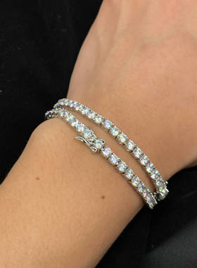 KINGOFBLING欧美潮流嘻哈时尚钻饰品ins高街个性百搭情侣网球手链