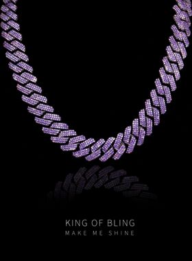 KING OF BLING 特制 20MM菱形紫色古巴链嘻哈潮流jiaruistudio