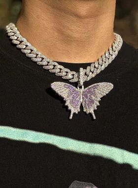 KINGOFBLING欧美嘻哈潮流大蝴蝶吊坠福克斯同款说唱个性情侣饰品