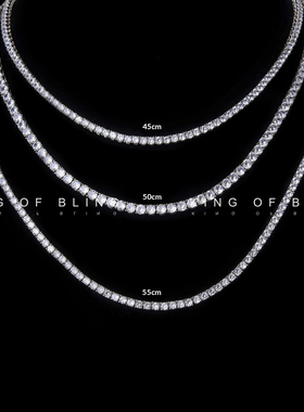 KOB 精品网球钻链4MM欧美潮流嘻哈潮牌项链KINGOFBLING原jiarui