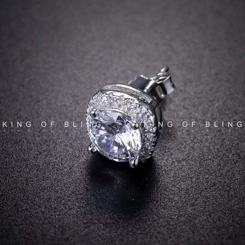 KINGOFBLING嘻哈圆钻925纯银耳钉