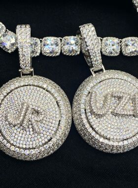 多色可选字母数字定制转盘吊坠欧美嘻哈说唱男女项链kingofbling