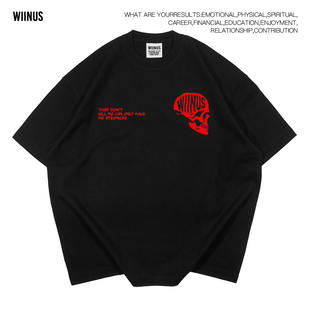 WIINUS原创潮流骷髅头印花短袖T恤男女同款宽松休闲重磅半袖上衣