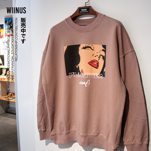 WIINUS原创26年春卡通印花圆领卫衣女秋冬宽松套头长袖卫衣