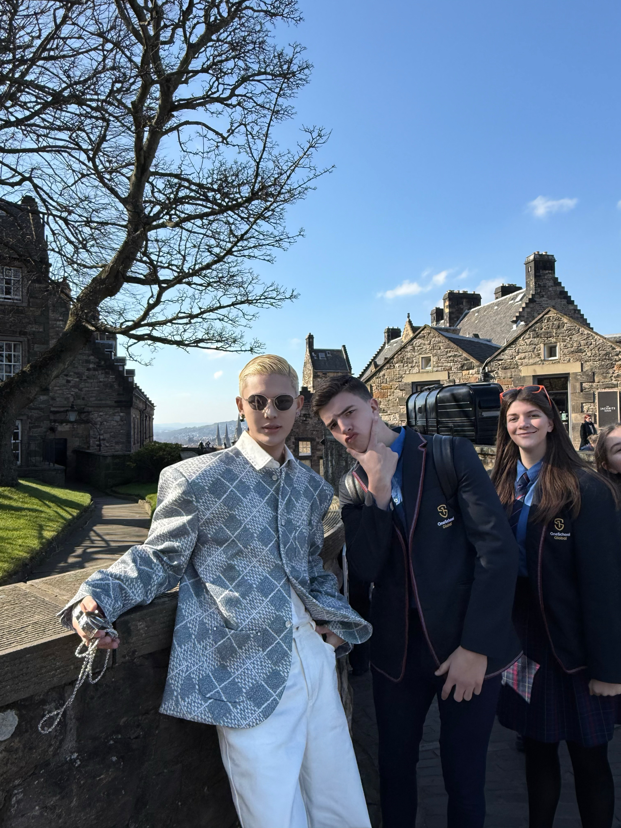 kkkk暗黑风【英国城堡】男士定制新款菱格无领白珍珠提花夹克外套