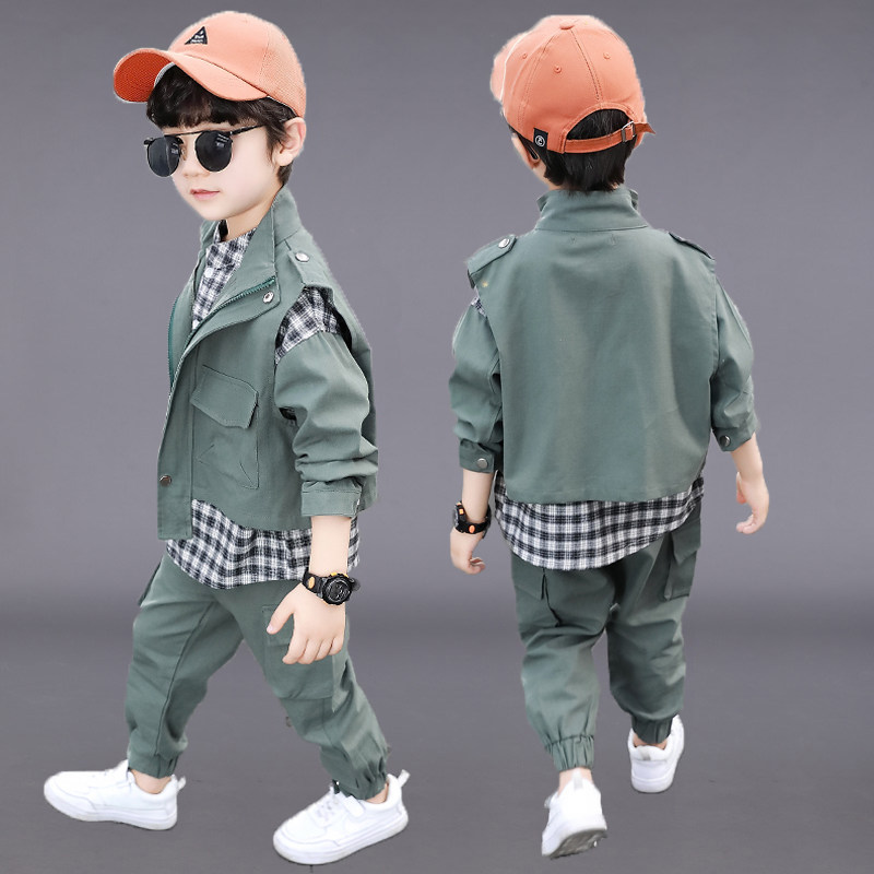 男童春秋季套装儿童装秋款男孩洋气三件套3小童4帅气5潮6衣服7岁8
