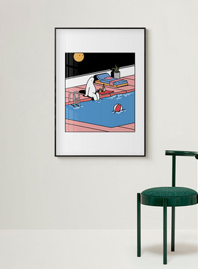 Mr.Donothing懒先生卡通小众艺术创意装饰画芯客厅卧室休闲吧海报