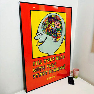 凯斯·哈林Keith Haring 涂鸦卡通北欧loft工作室个性装饰画挂画