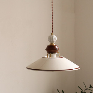 复古手绘陶瓷吊灯中古风餐厅吧台玄关过道创意卧室床头小吊灯 法式