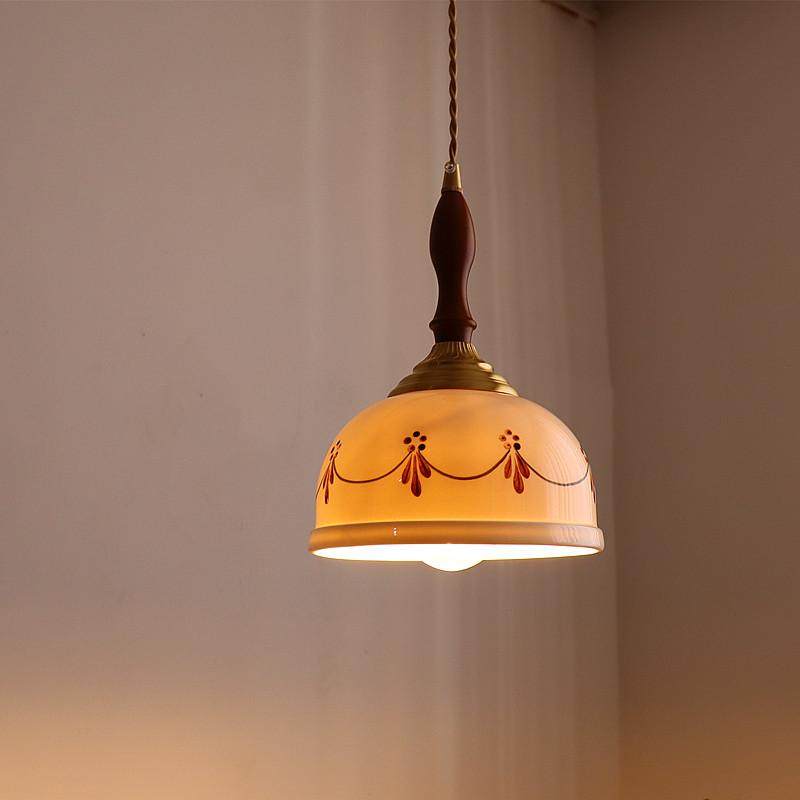 日式复古黄铜釉面手绘陶瓷吊灯简约卧室床头餐厅吧台玄关飘窗灯具,家装灯饰光源,床头/玄关/吧台/过道吊灯,淘宝优惠券,粉丝福利购,淘宝优惠卷