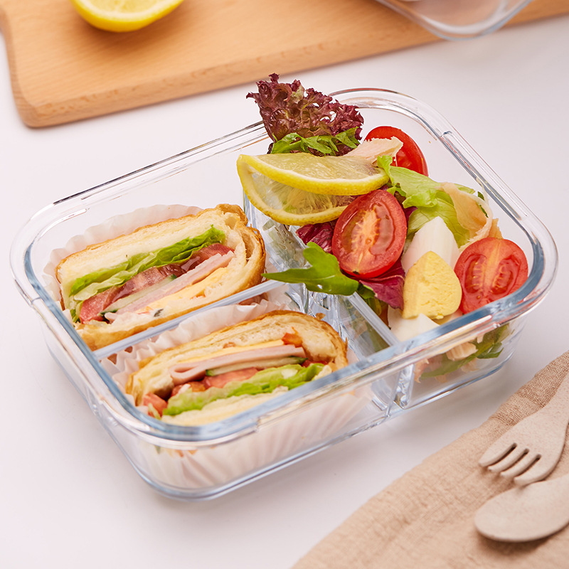 Glass Lunch Box Microwavable Bento Box 微波炉饭盒玻璃保鲜盒 餐饮具 保鲜盒 原图主图