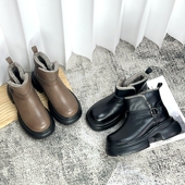 慢先森 281 圆头羊毛绒内里松糕厚底真皮保暖新款 雪地靴