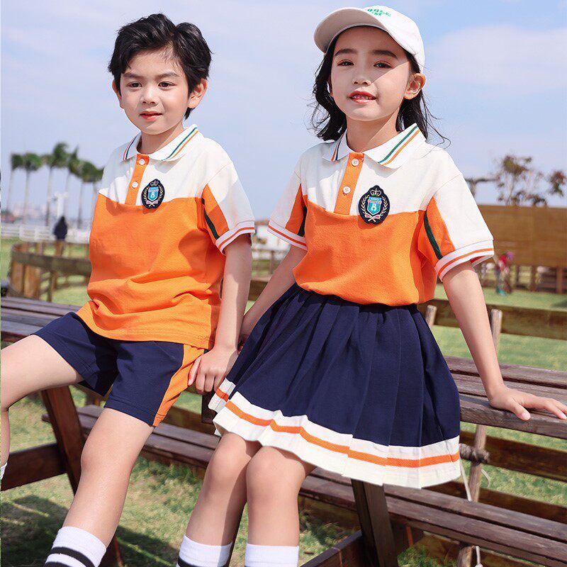 小学生校服活动统一翻领长袖幼儿园园服运动风裙子宝宝休闲白色