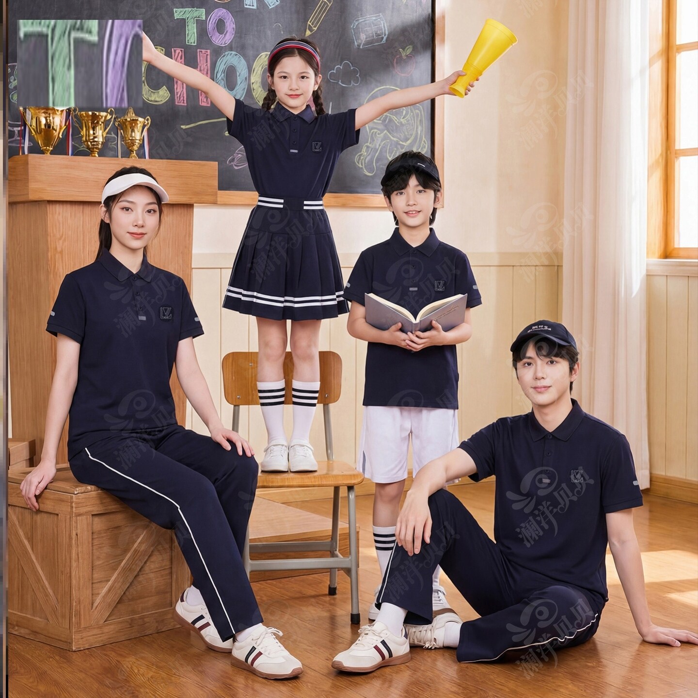 辽宁沈阳市新民市小学夏季校服第三款 中学校服第二款儿童班服